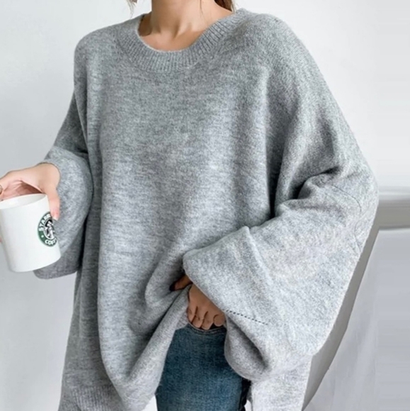 Seashore Dreams Cosy Puff Sleeve Loose Fit Pullover Sweater - Picture 2 of 8